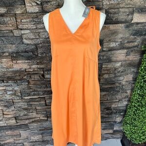 Orange Sleeveless V-Neck Dress